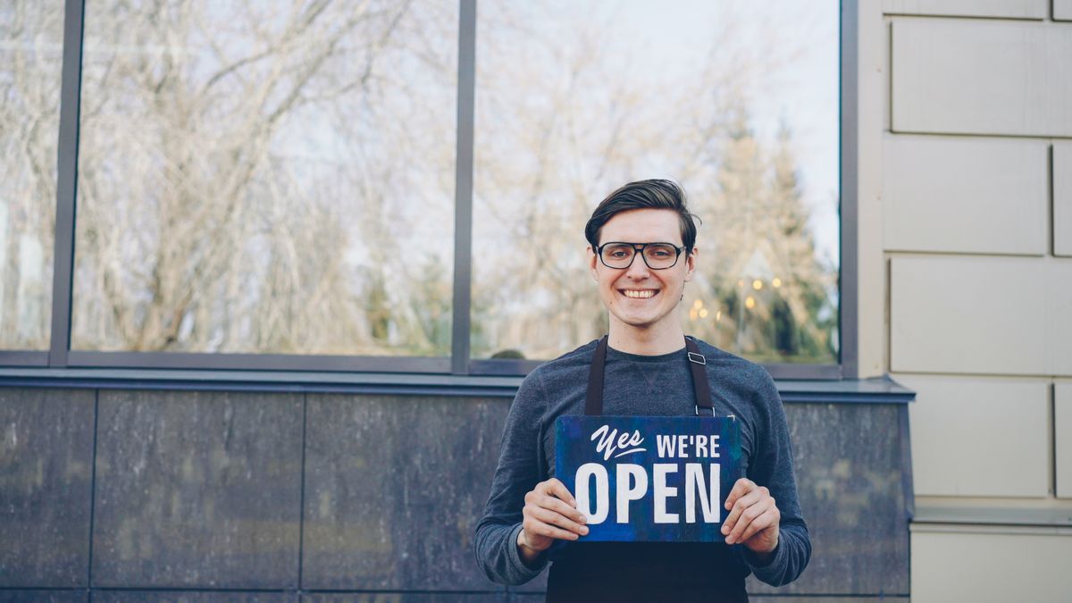 Small business owner ready to open